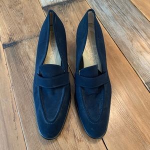 Donald J. Pliner Navy Heeled Loafers 8.5